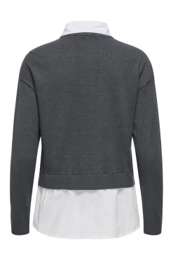 Sale Only Onlpayson Ls Mix Pullover Knt 4894557 Dark Grey Melange Cloud Dancer Woven