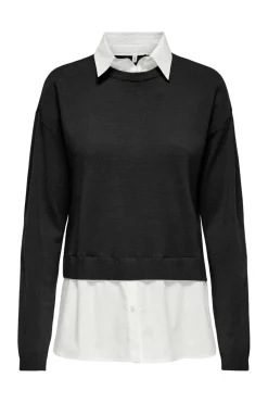Best Only Onlpayson Ls Mix Pullover Knt 4894556 Black Cloud Dancer Woven