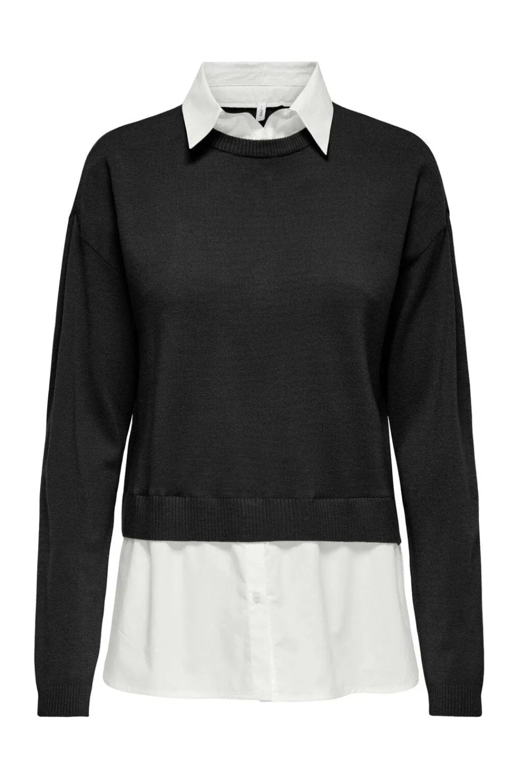 Best Only Onlpayson Ls Mix Pullover Knt 4894556 Black Cloud Dancer Woven