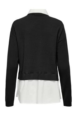 Best Only Onlpayson Ls Mix Pullover Knt 4894556 Black Cloud Dancer Woven