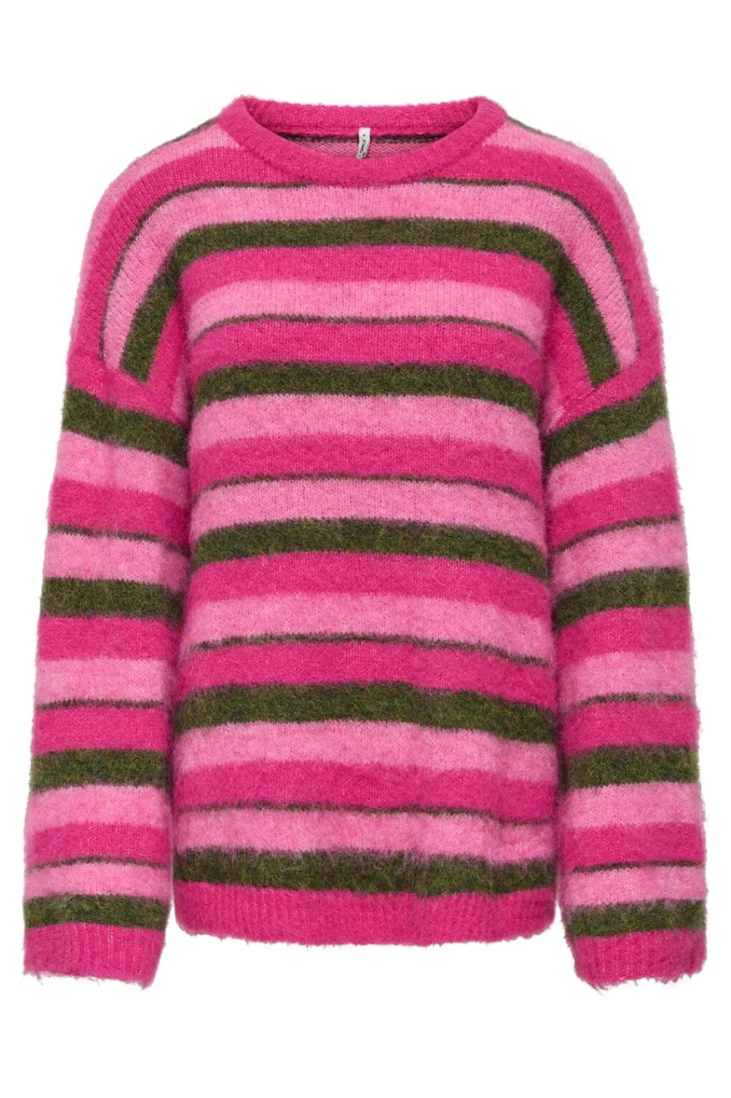 Discount Only Onlperil Life Ls O-Neck Knt 5020826 Fuchsia Purple Fuchsia Pink/Olive Branch