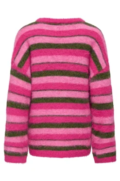 Discount Only Onlperil Life Ls O-Neck Knt 5020826 Fuchsia Purple Fuchsia Pink/Olive Branch