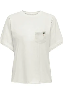 New Only Onlpetrea Life S/S Summer Top 4863874 Cloud Dancer Palm