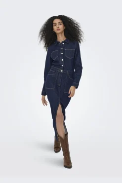 Clearance Only Onlphilly Ls Maxi Dress Azg 4944341 Dark Blue Denim Rinsewash