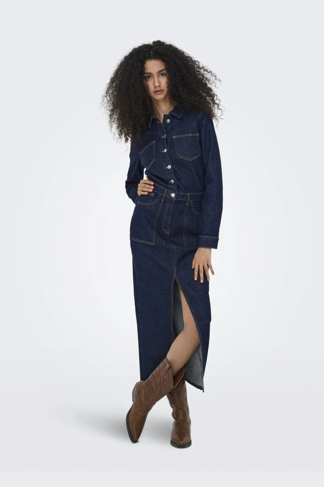 Clearance Only Onlphilly Ls Maxi Dress Azg 4944341 Dark Blue Denim Rinsewash