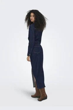 Clearance Only Onlphilly Ls Maxi Dress Azg 4944341 Dark Blue Denim Rinsewash
