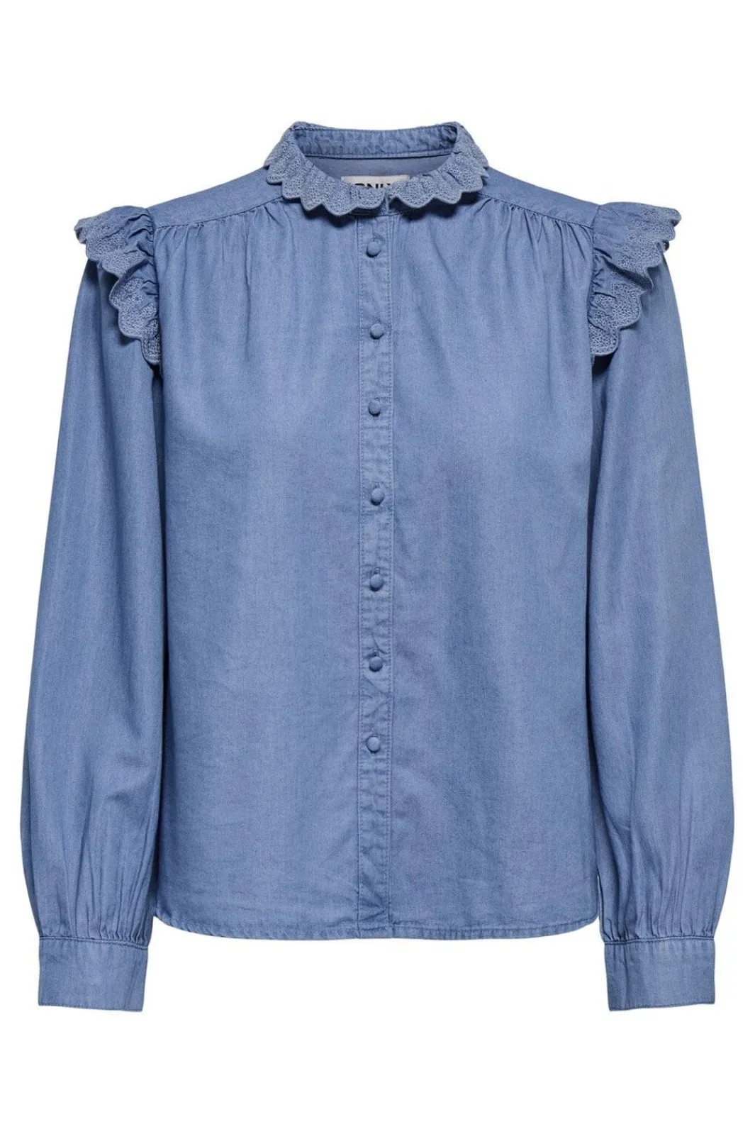 Sale Only Onlpiper L/S Emb Frill Shirt Qyt 4902260 Medium Blue Denim