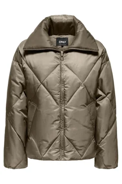 New Only Onlpippi Sateen Puffer Jkt Life Cc 4577762 Weathered Teak Dull Gold Trim
