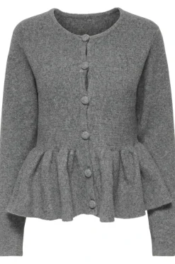 Sale Only Onlpiruet Ls Peplum Cardigan Knt 4994972 Light Grey Melange Dtm Button