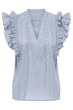 Outlet Only Onlraina S/L V-Neck Ruffle Top Ox 4925992 Soft Chambray