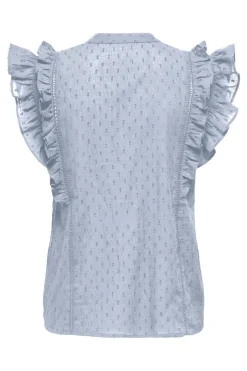 Outlet Only Onlraina S/L V-Neck Ruffle Top Ox 4925992 Soft Chambray