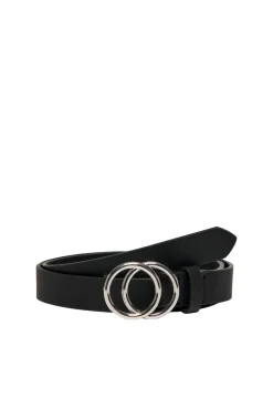 Best Only Onlrasmi Faux Leather Jeans Belt 3310096 Black Black/ Shiny Silver Buckle