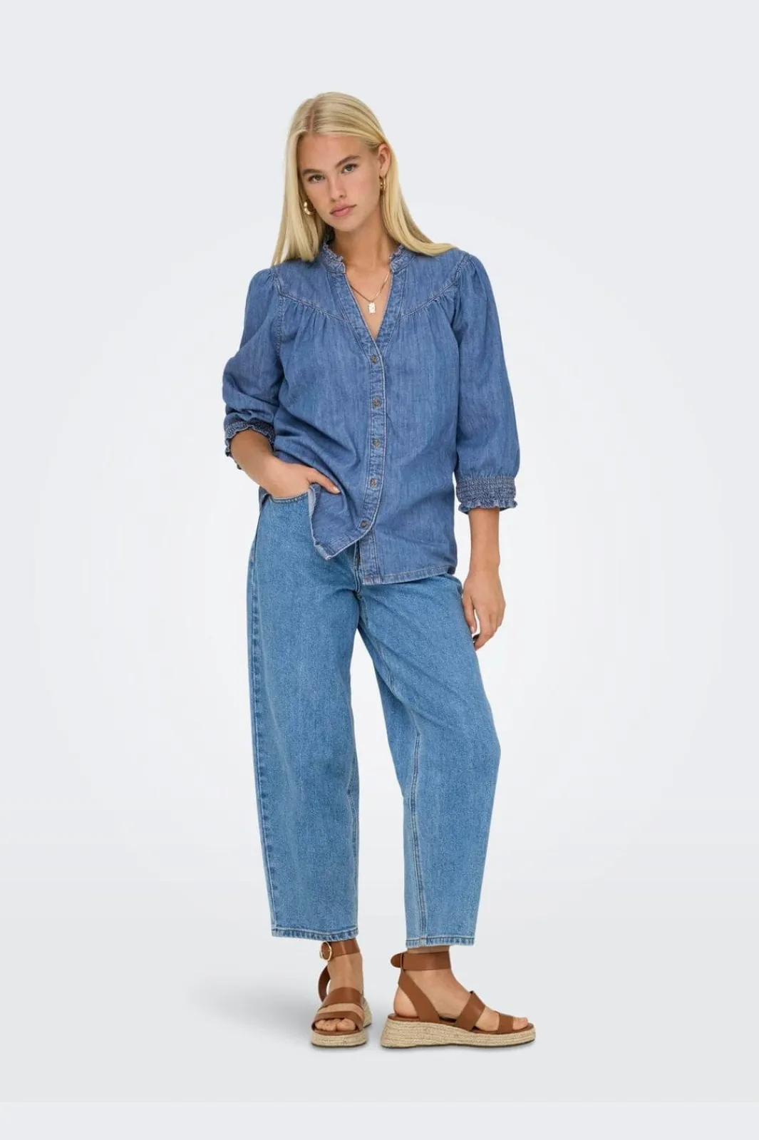 Outlet Only Onlraya 3/4 Shirt Akm 4850545 Medium Blue Denim