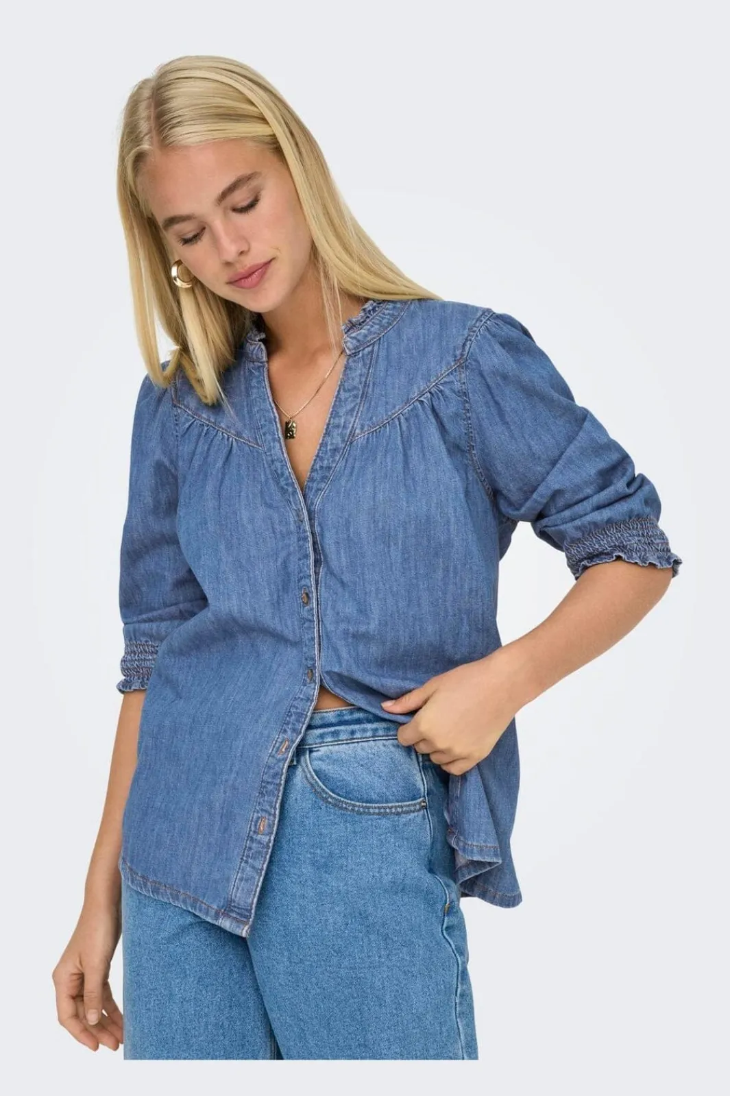 Outlet Only Onlraya 3/4 Shirt Akm 4850545 Medium Blue Denim