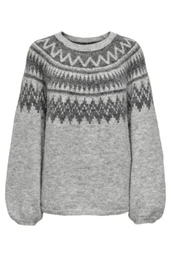 Only Onlreykja Ls O-Neck Knt 4806702 Light Grey Melange Dark Grey Melange