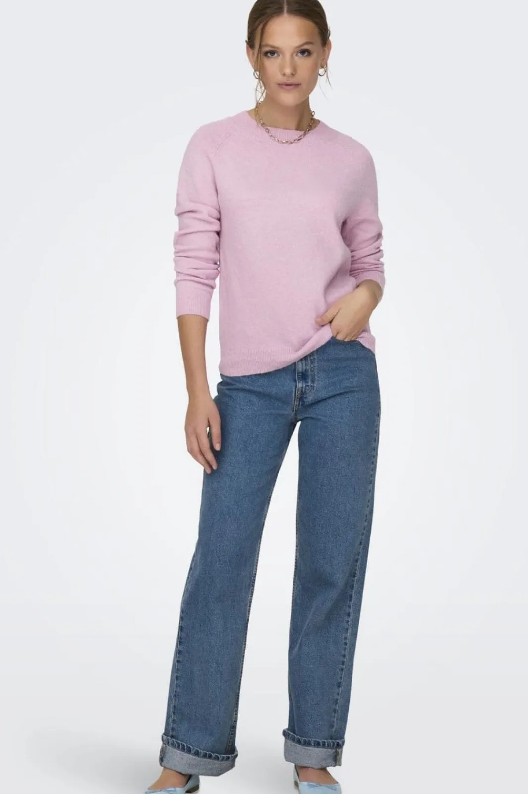 New Only Onlrica Life L/S Pullover Knt 4043939 Pastel Lavender W. Melange