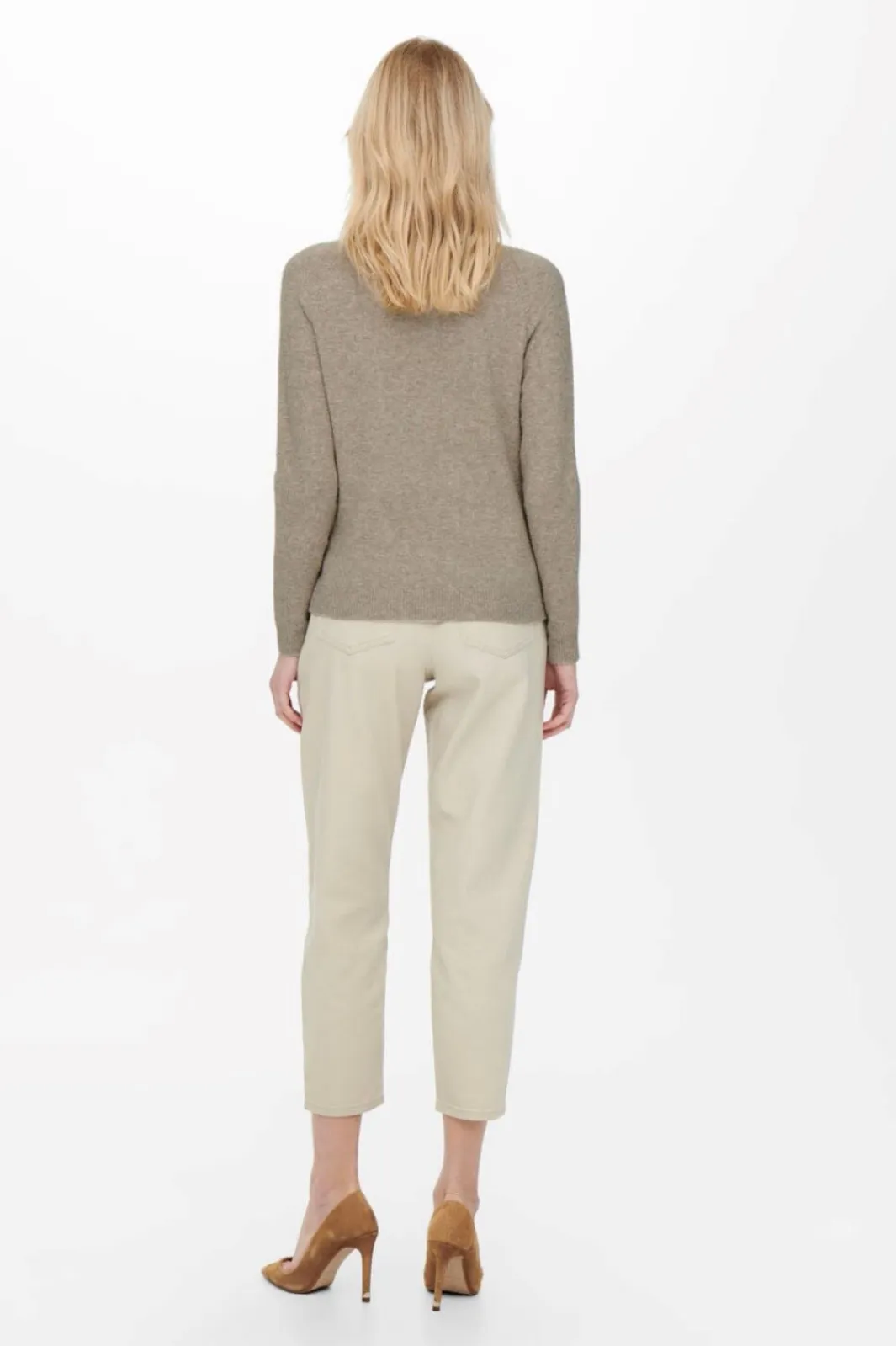 Only Onlrica Life L/S Pullover Knt 3793719 Beige W. Melange