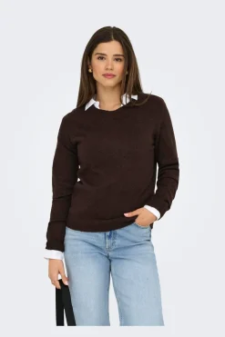 Clearance Only Onlrica L/S Pullover Knt 4824236 Chocolate Torte W. Melange
