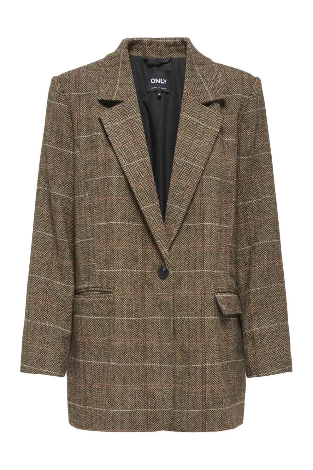 Discount Only Onlricca Life Check Blazer Coat 4927727 Seal Brown .