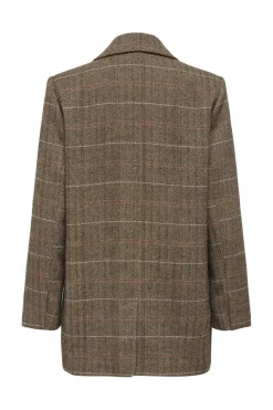 Discount Only Onlricca Life Check Blazer Coat 4927727 Seal Brown .