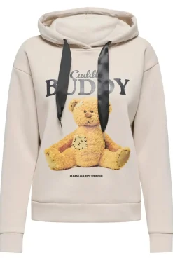 New Only Onlricky L/S Hood Box Swt 4924854 Pumice Stone Buddy + Black Sateen Strings