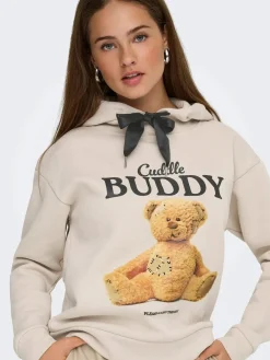 New Only Onlricky L/S Hood Box Swt 4924854 Pumice Stone Buddy + Black Sateen Strings