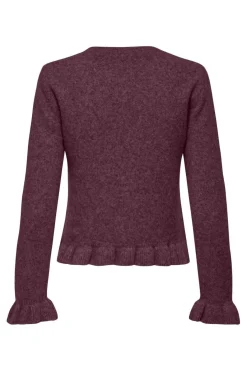 Sale Only Onlrima Life Ls Frill Butto Cardi Knt 4953522 Burgundy Dtm Button