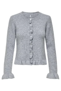 Clearance Only Onlrima Life Ls Frill Butto Cardi Knt 4903902 Light Grey Melange Dtm Button