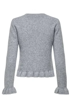 Clearance Only Onlrima Life Ls Frill Butto Cardi Knt 4903902 Light Grey Melange Dtm Button