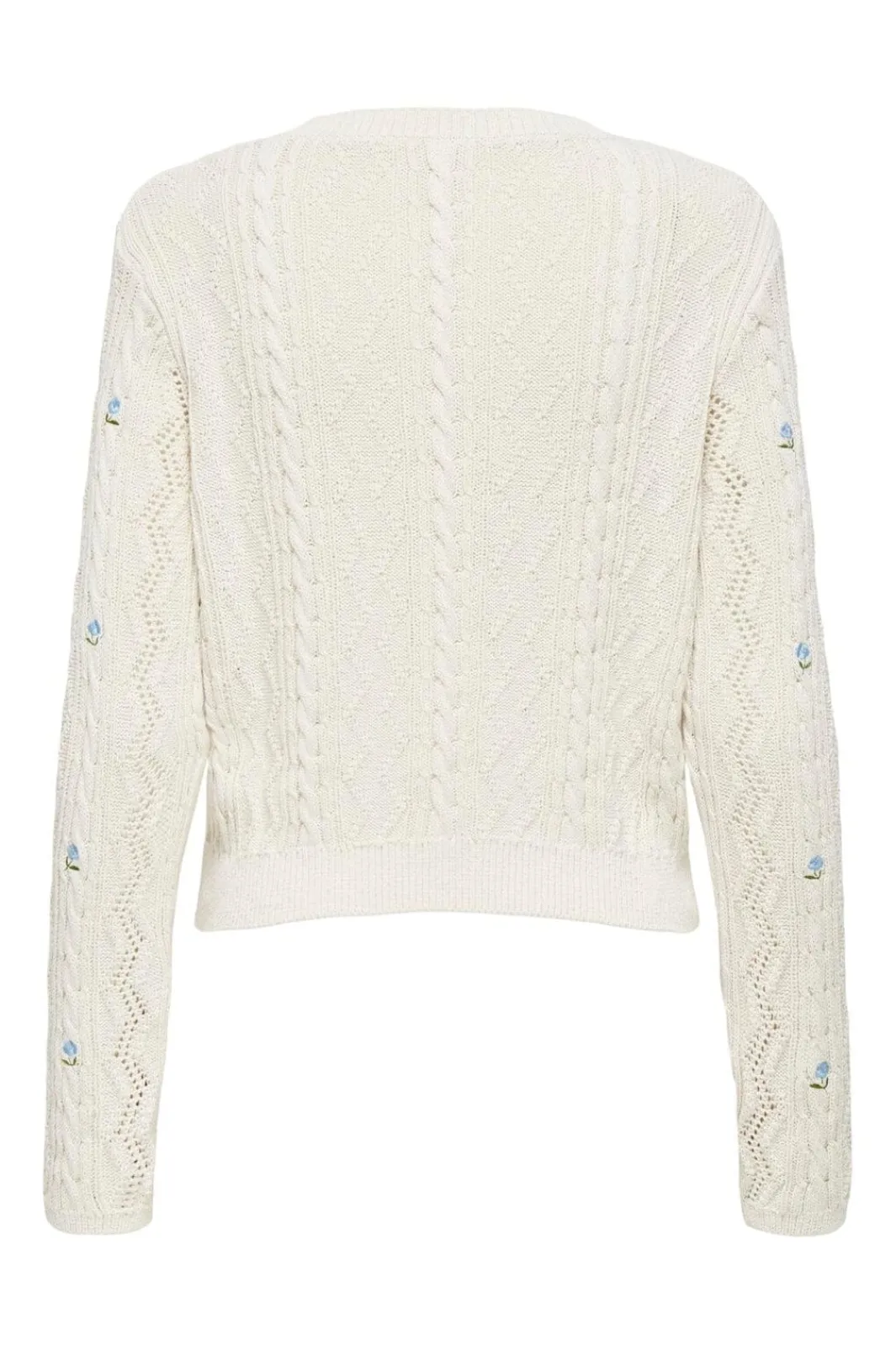 Only Onlrita Life Ls Embr Cable Knt 4862606 Ecru Cashmere Blue Flower