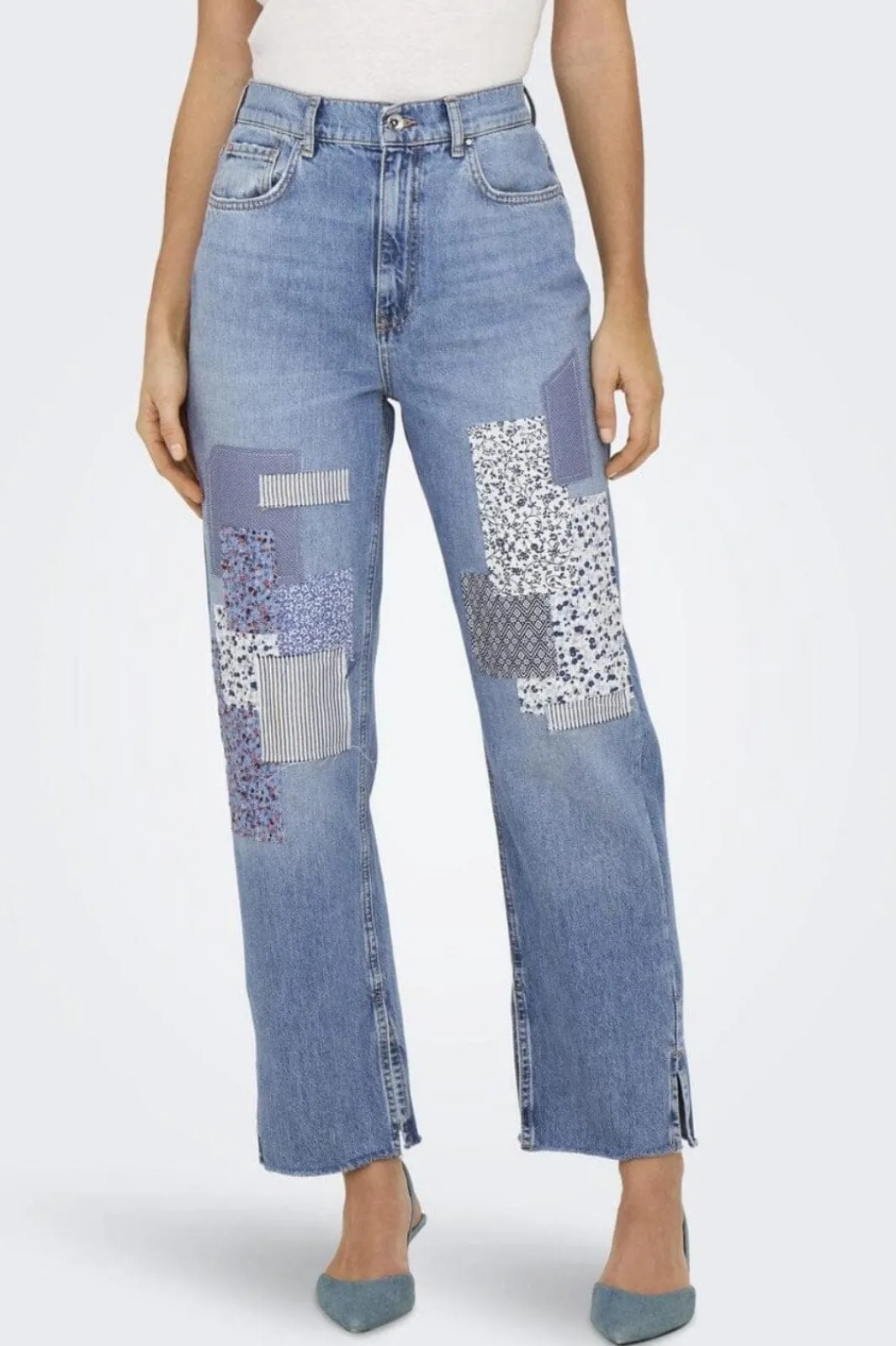 Outlet Only Onlrobyn Str Reg Lank Patch Slit 4806377 Medium Blue Denim