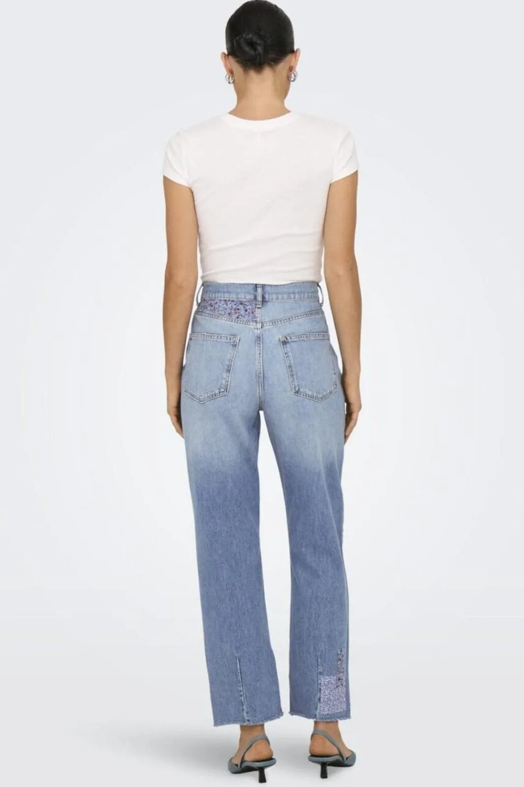 Outlet Only Onlrobyn Str Reg Lank Patch Slit 4806377 Medium Blue Denim