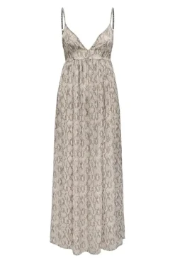 Online Only Onlsadia Life Strap Bow Maxi Dress 4743239 Pastel Parchment Snake W Crystal G- Silent S- Pavem