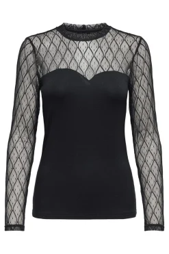 Discount Only Onlsalina L/S Lace Mix Top 4805075 Black
