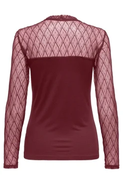 Outlet Only Onlsalina L/S Lace Mix Top 4928591 Cabernet