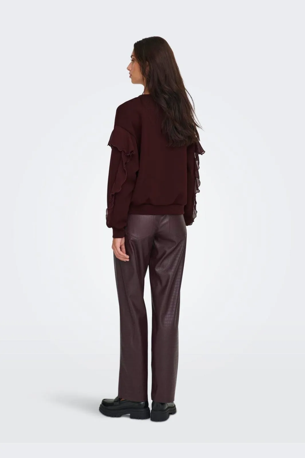 Outlet Only Onlscarlet L/S Flounce Swt 4910454 Decadent Chocolate