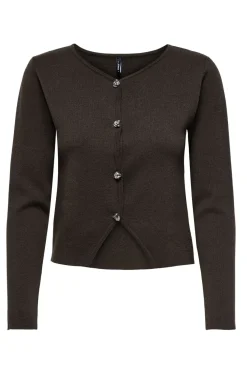 Online Only Onlscarlett Ls Button Cardigan Knt 4869112 Chocolate Torte Silver Button