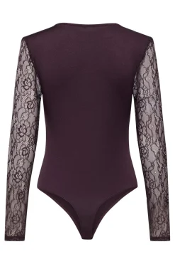 Hot Only Onlsia V-Neck L/S Lace Body Acc 4870313 Winetasting
