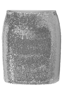 Clearance Only Onlsimone Short Sequins Skirt 4850596 Silver Silver Sequins