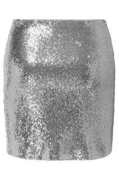 Clearance Only Onlsimone Short Sequins Skirt 4850596 Silver Silver Sequins