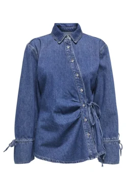 Best Only Onlsmilla Ls Asym Tie Shirt Sik 4879366 Medium Blue Denim