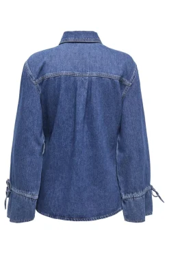 Best Only Onlsmilla Ls Asym Tie Shirt Sik 4879366 Medium Blue Denim