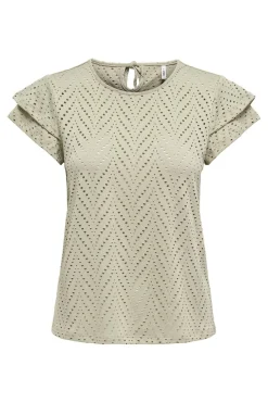 Only Onlsmilla S/S O-Neck Frill Top 4767017 Elm Boho