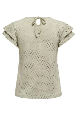 Only Onlsmilla S/S O-Neck Frill Top 4767017 Elm Boho