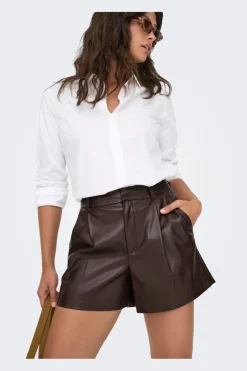 Outlet Only Onlsmooth Faux Lea Shorts 2 4877047 Seal Brown