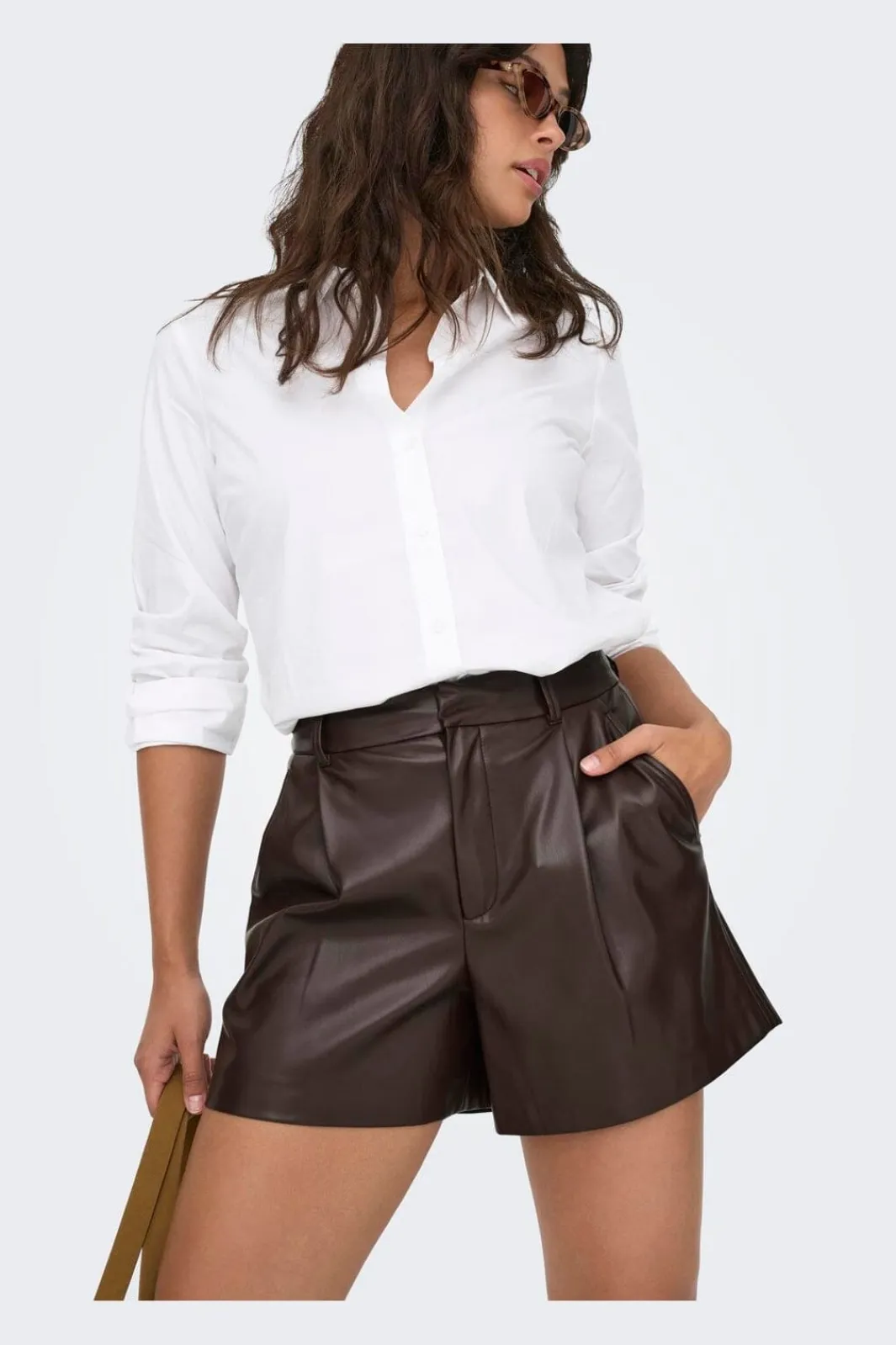 Outlet Only Onlsmooth Faux Lea Shorts 2 4877047 Seal Brown