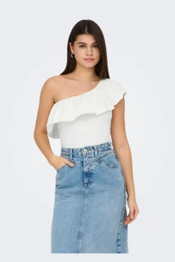 Only Onlsoffy One Shoulder Mix Top Box 4738733 Cloud Dancer
