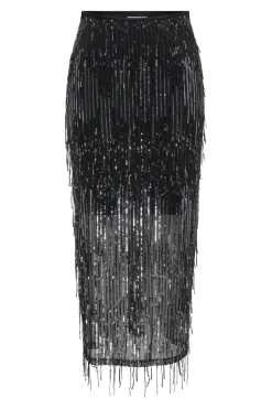 Only Onlspacy Long Sequins Skirt 4877211 Black W. Silver Sequins