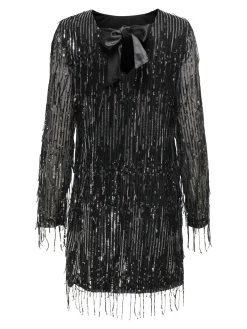 Outlet Only Onlspacy Ls Sequins Bow Dress 4877201 Black W. Silver Sequins