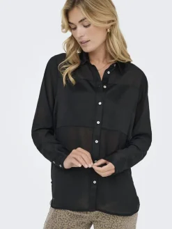 New Only Onlstar Life L/S Breeana Mix Shirt Solid 4883781 Black